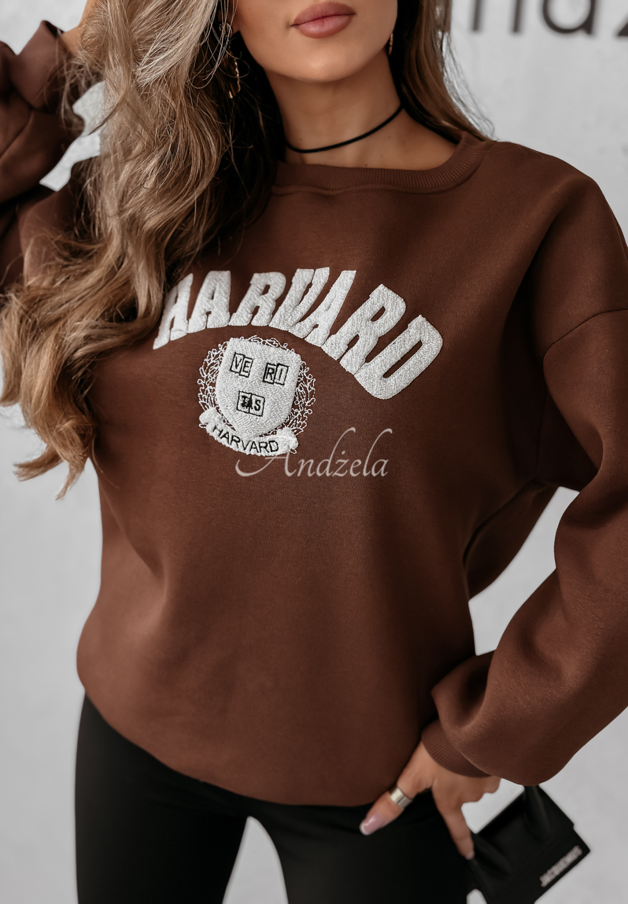 Bluza z napisem Harvard czekoladowa