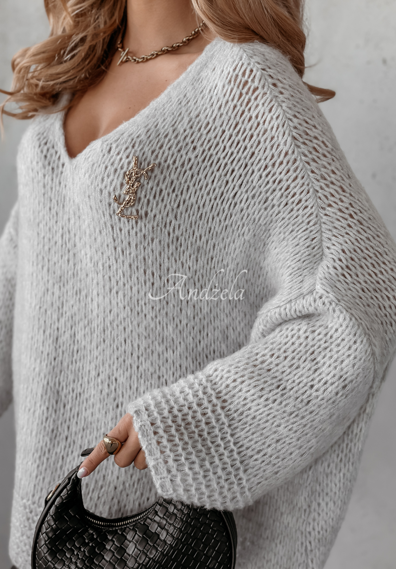 Sweter oversize z wełną Gentle Cuddle szary