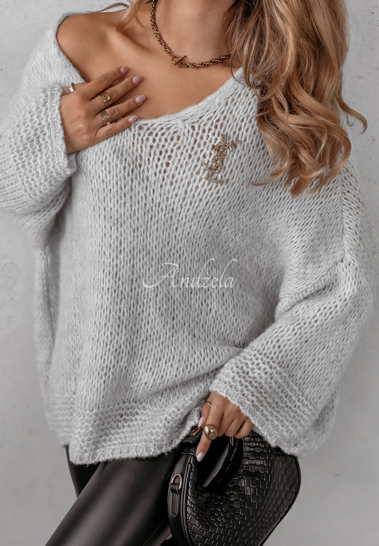 Sweter oversize z wełną Gentle Cuddle szary