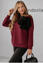 Bluza z kwiatem Flora Felicita burgundowa