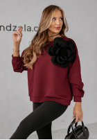 Bluza z kwiatem Flora Felicita burgundowa