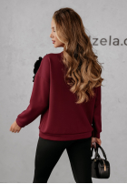 Bluza z kwiatem Flora Felicita burgundowa