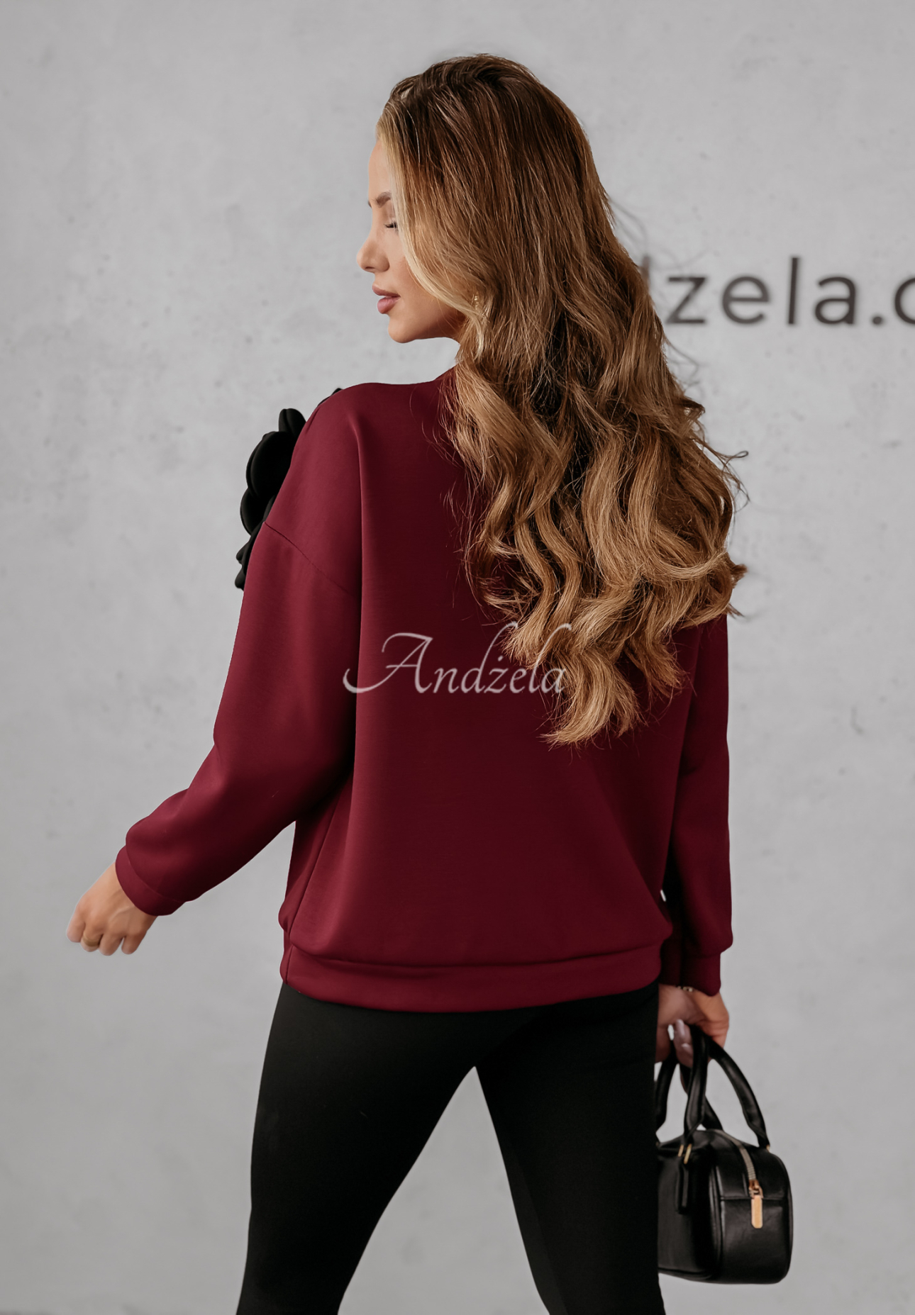 Bluza z kwiatem Flora Felicita burgundowa