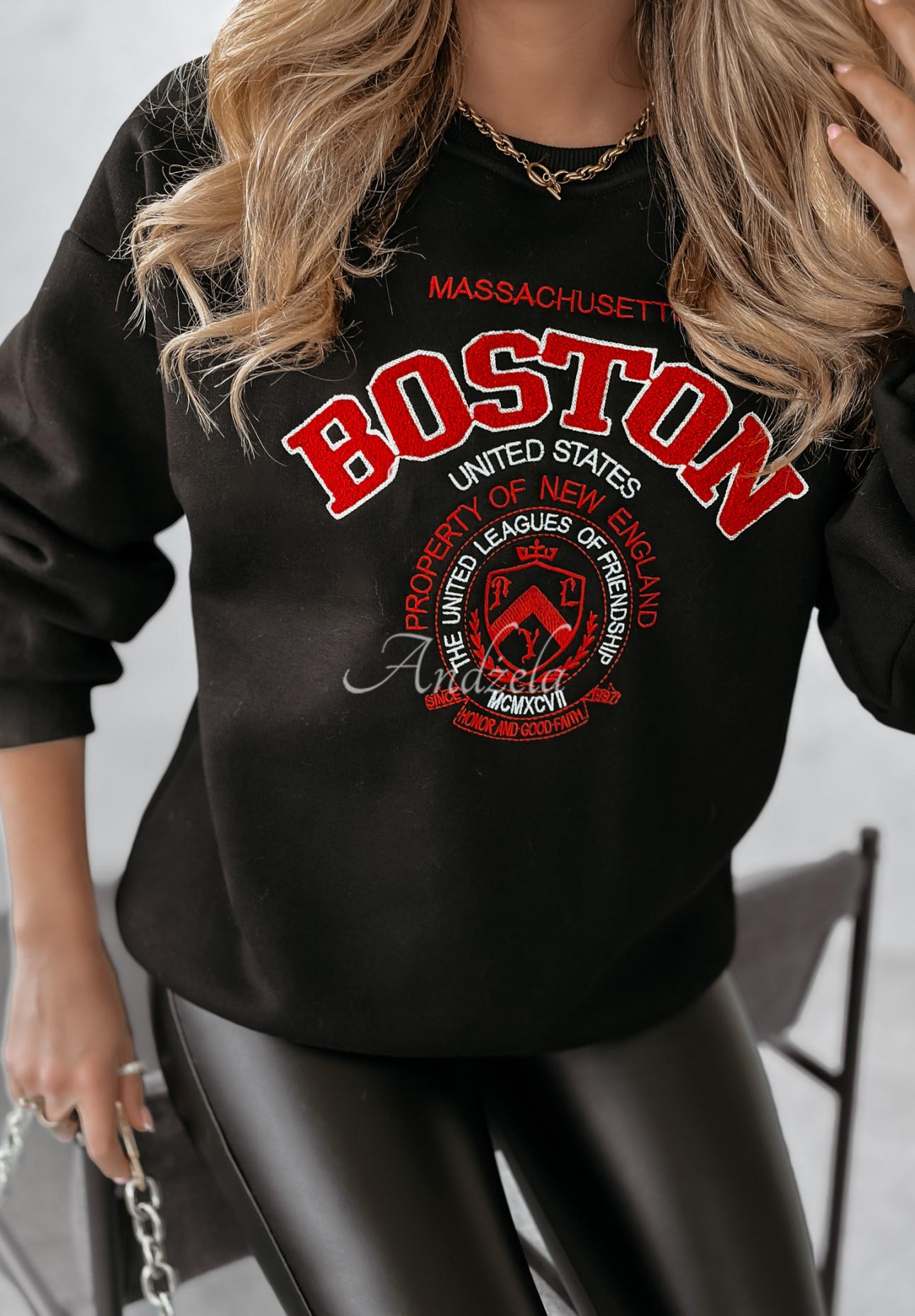 Bluza Boston Massachusetts czarna