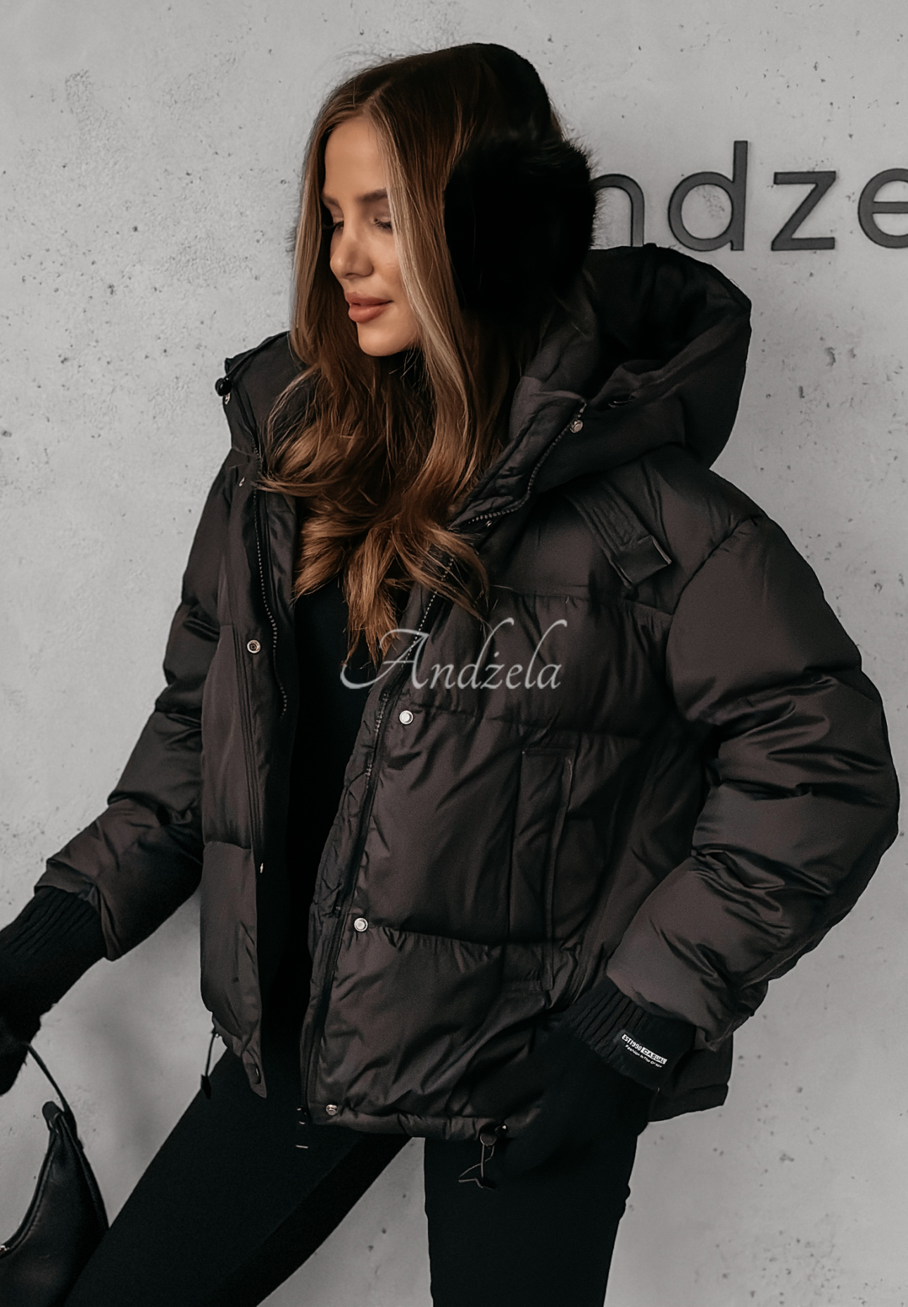 Aurora Skies hooded down jacket black