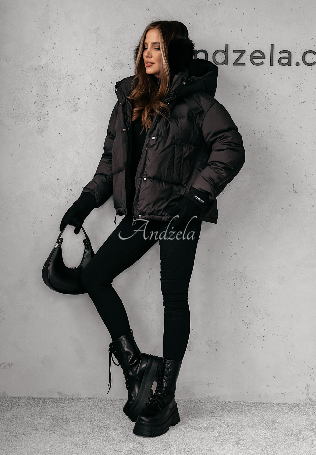 Aurora Skies hooded down jacket black