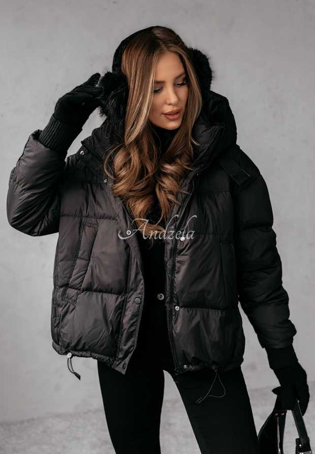 Aurora Skies hooded down jacket black