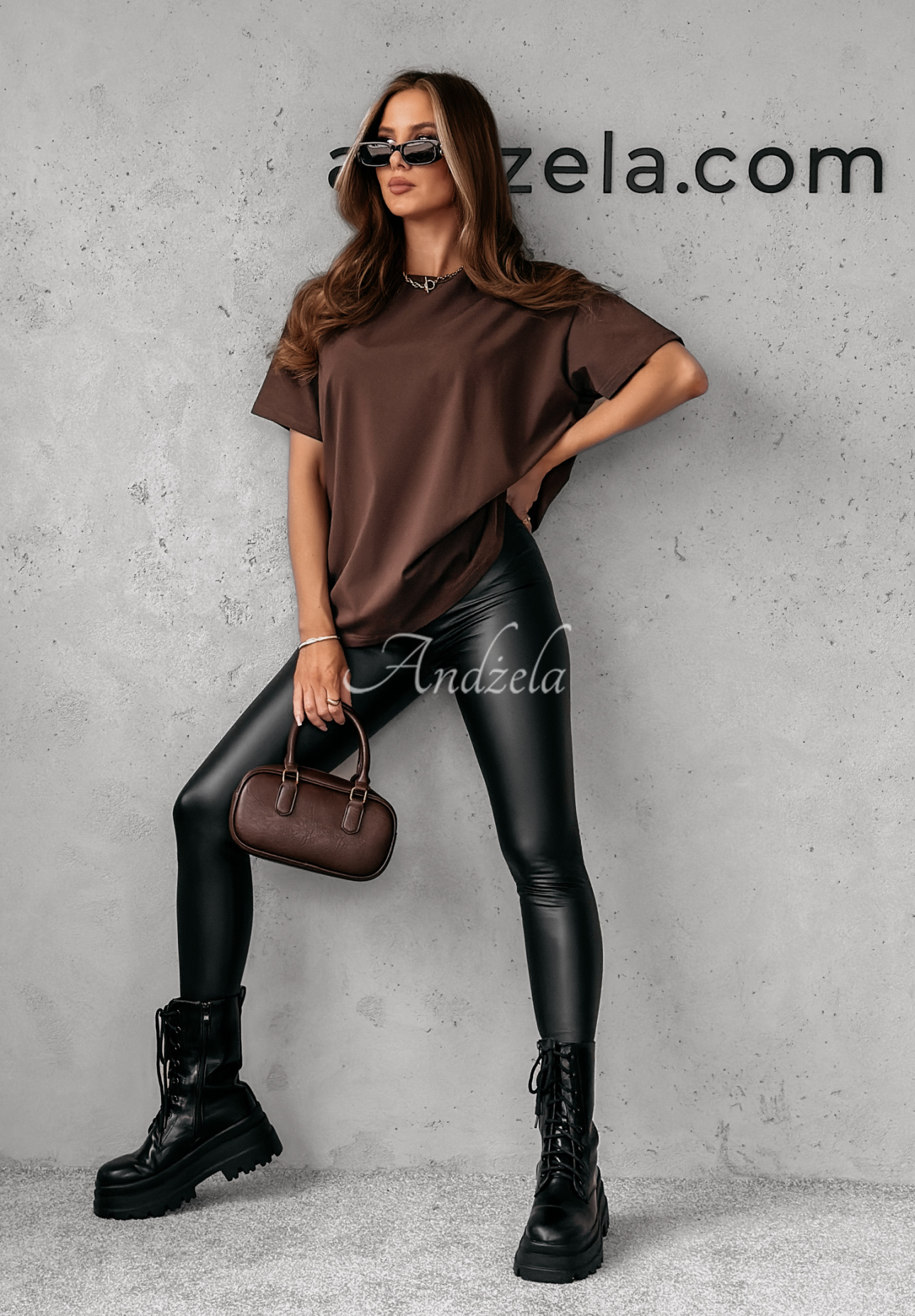 Bawełniany T-shirt Second Chance czekoladowy