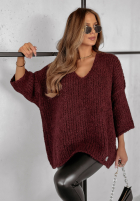 Sweter oversize Cocomore Dreamy Escape burgundowy