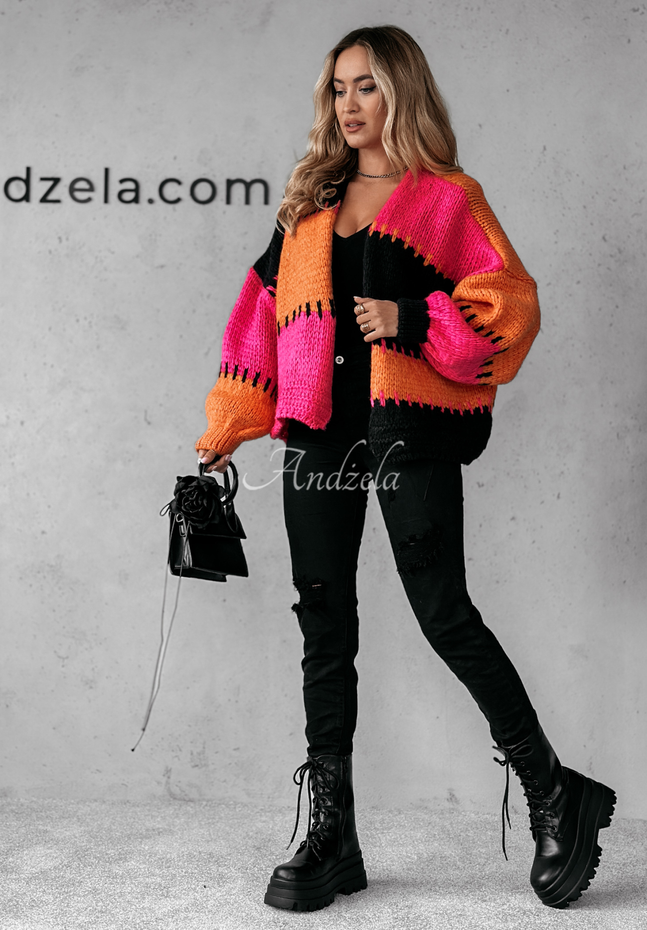 Short oversize cardigan Seriously Pretty orange and pink