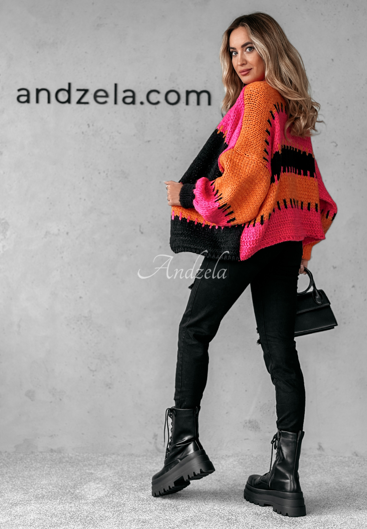 Short oversize cardigan Seriously Pretty orange and pink