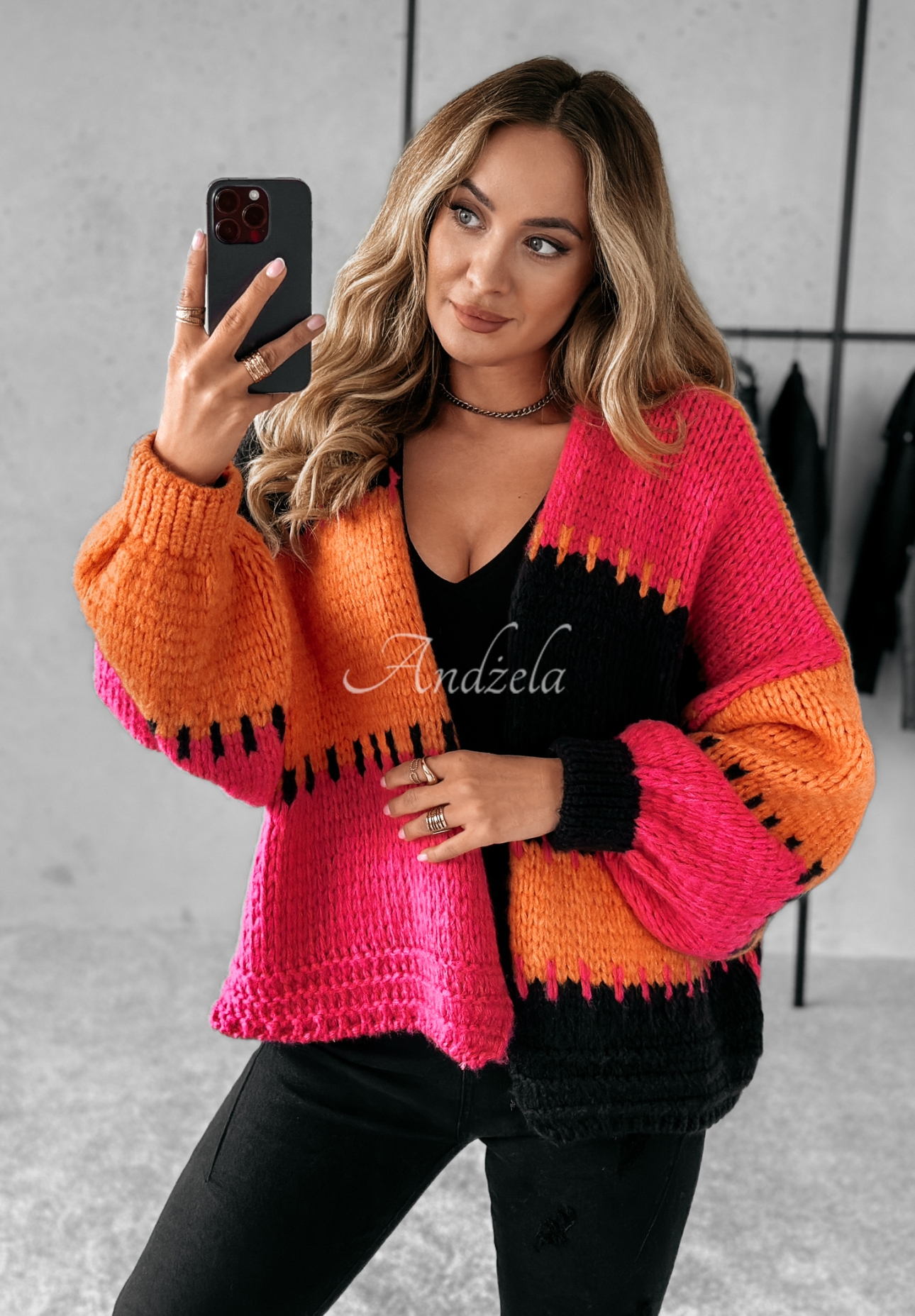 Short oversize cardigan Seriously Pretty orange and pink