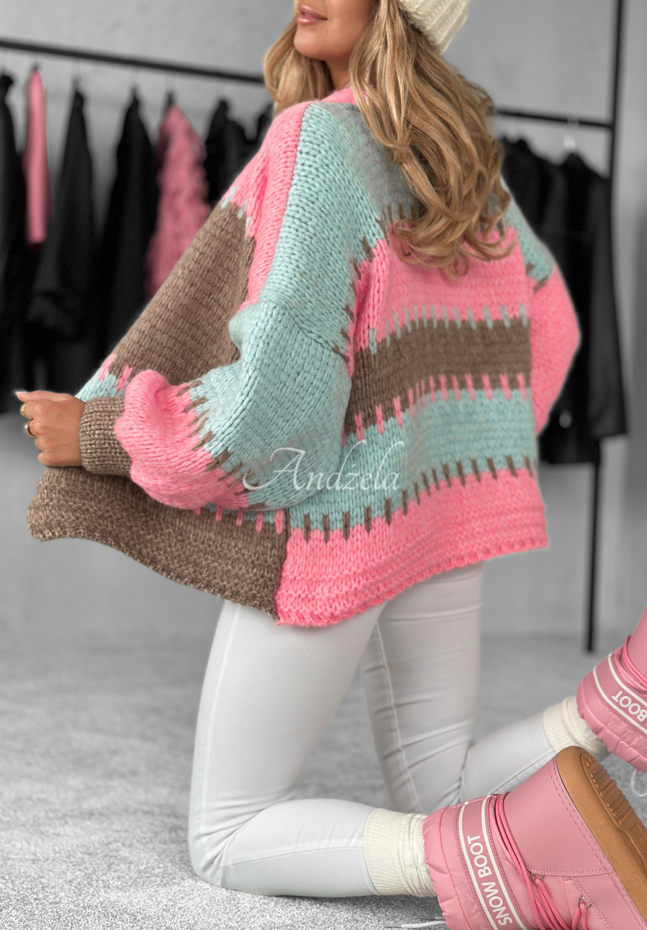 Short oversize cardigan Seriously Pretty blue and pink