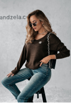 Sweter z dekoltem Caffe Latte czekoladowy