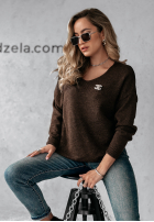 Sweter z dekoltem Caffe Latte czekoladowy