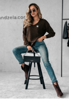 Sweter z dekoltem Caffe Latte czekoladowy