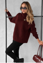 Sweter oversize z golfem Fuller burgundowy