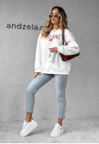 Bluza oversize z napisem Milano Amore biała