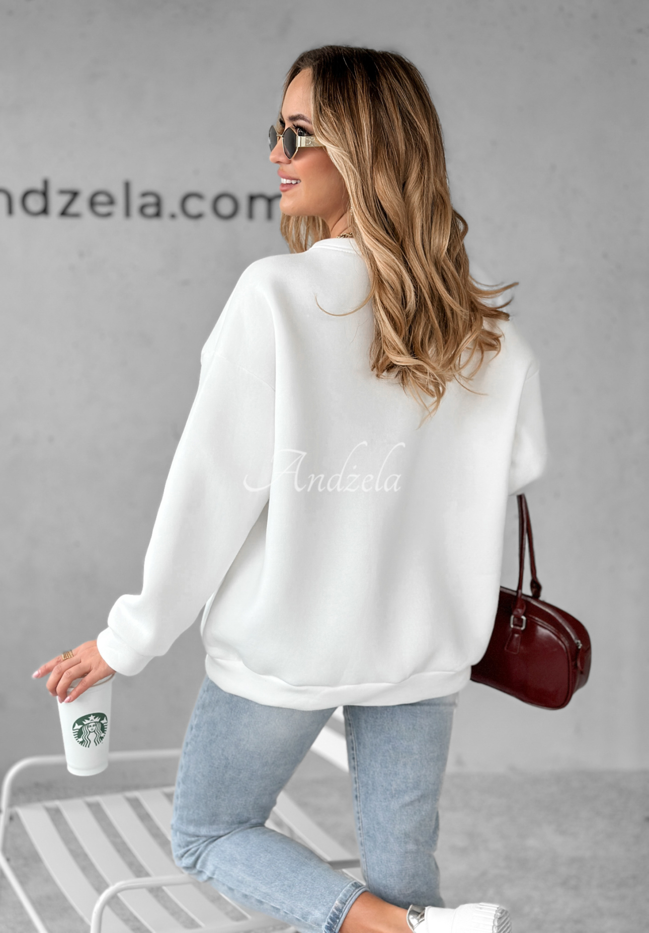 Bluza oversize z napisem Milano Amore biała