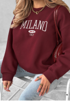 Bluza oversize z napisem Milano Amore burgundowa