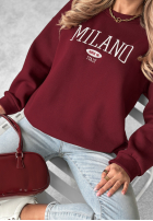 Bluza oversize z napisem Milano Amore burgundowa