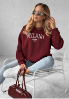 Bluza oversize z napisem Milano Amore burgundowa