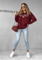 Bluza oversize z napisem Milano Amore burgundowa