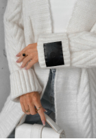 Długi ozdobnie pleciony kardigan Raindrop Reverie ecru