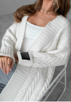 Długi ozdobnie pleciony kardigan Raindrop Reverie ecru