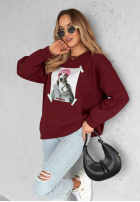 Bluza oversize z nadrukiem The Fancy burgundowa