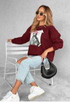 Bluza oversize z nadrukiem The Fancy burgundowa