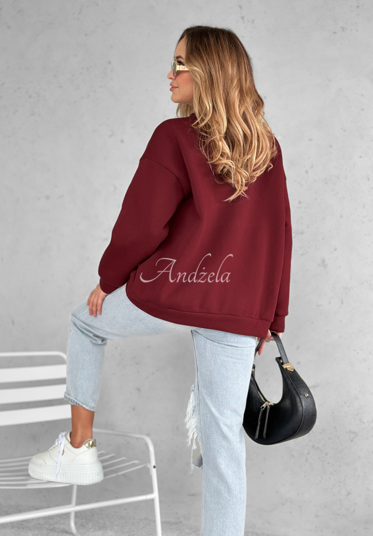 Bluza oversize z nadrukiem The Fancy burgundowa