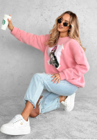 Bluza oversize z nadrukiem The Fancy różowa