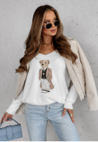 Sweter oversize z misiem Casual Teddy ecru