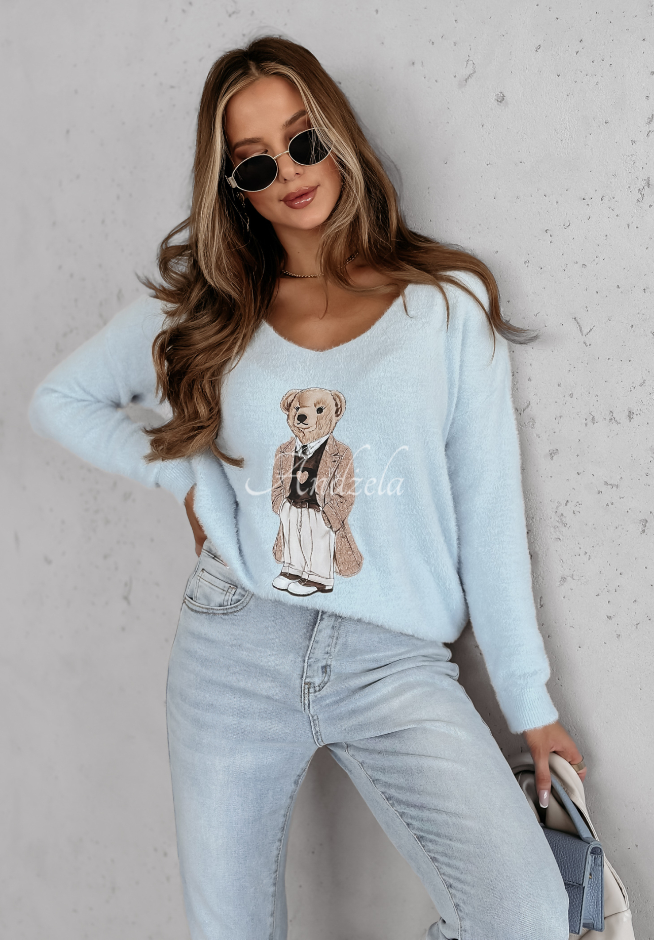 Oversize sweater with teddy bear Casual Teddy blue