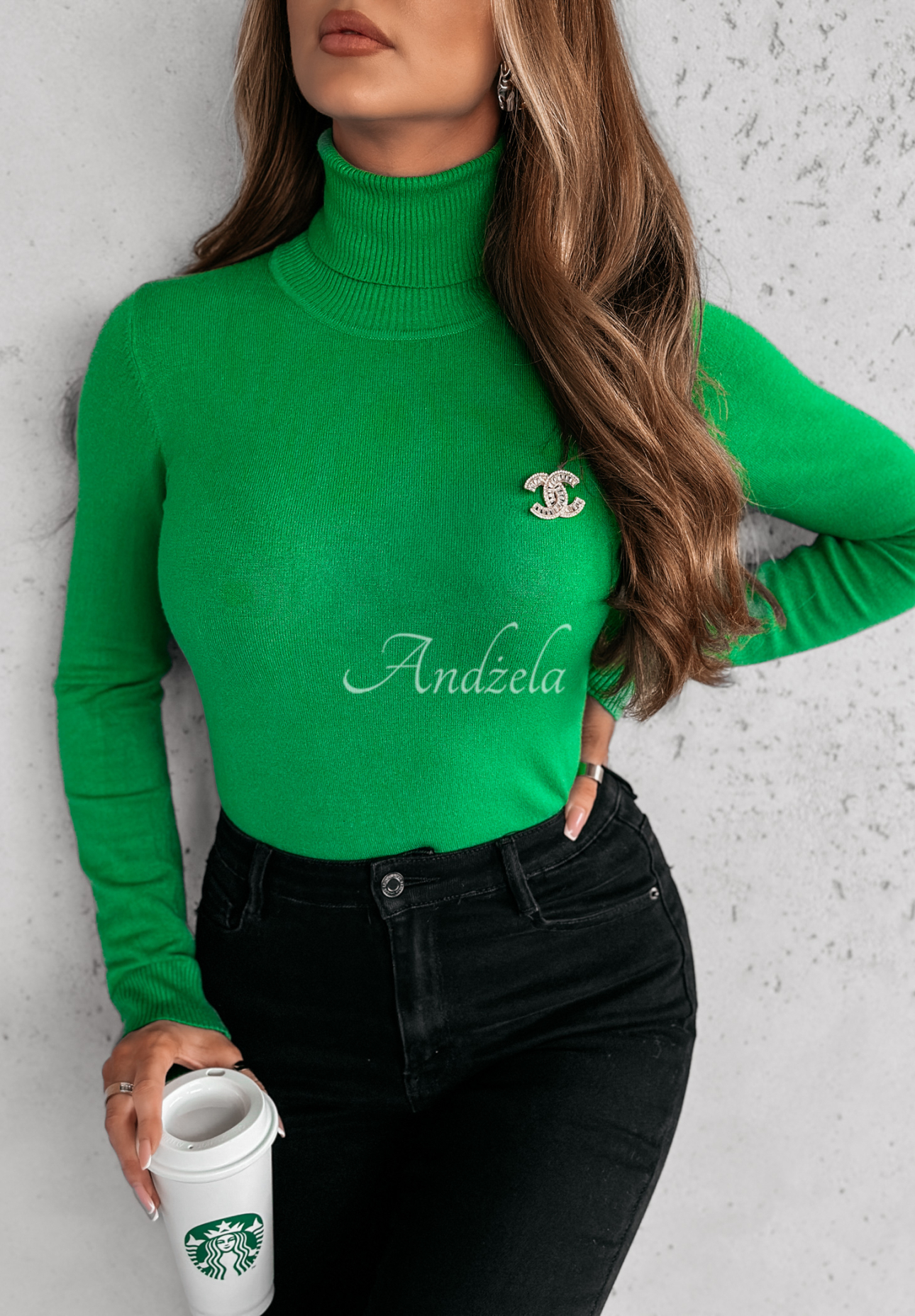 Fitted turtleneck sweater Solange green