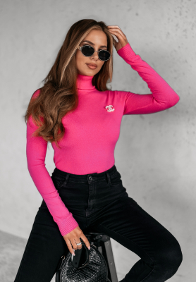Fitted turtleneck sweater Solange fuchsia