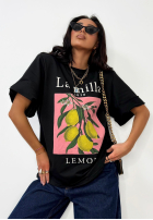 T-shirt z nadrukiem La Milla Lemon czarny