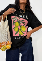 T-shirt z nadrukiem La Milla Lemon czarny