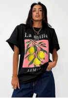 T-shirt z nadrukiem La Milla Lemon czarny