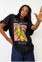 T-shirt z nadrukiem La Milla Lemon czarny