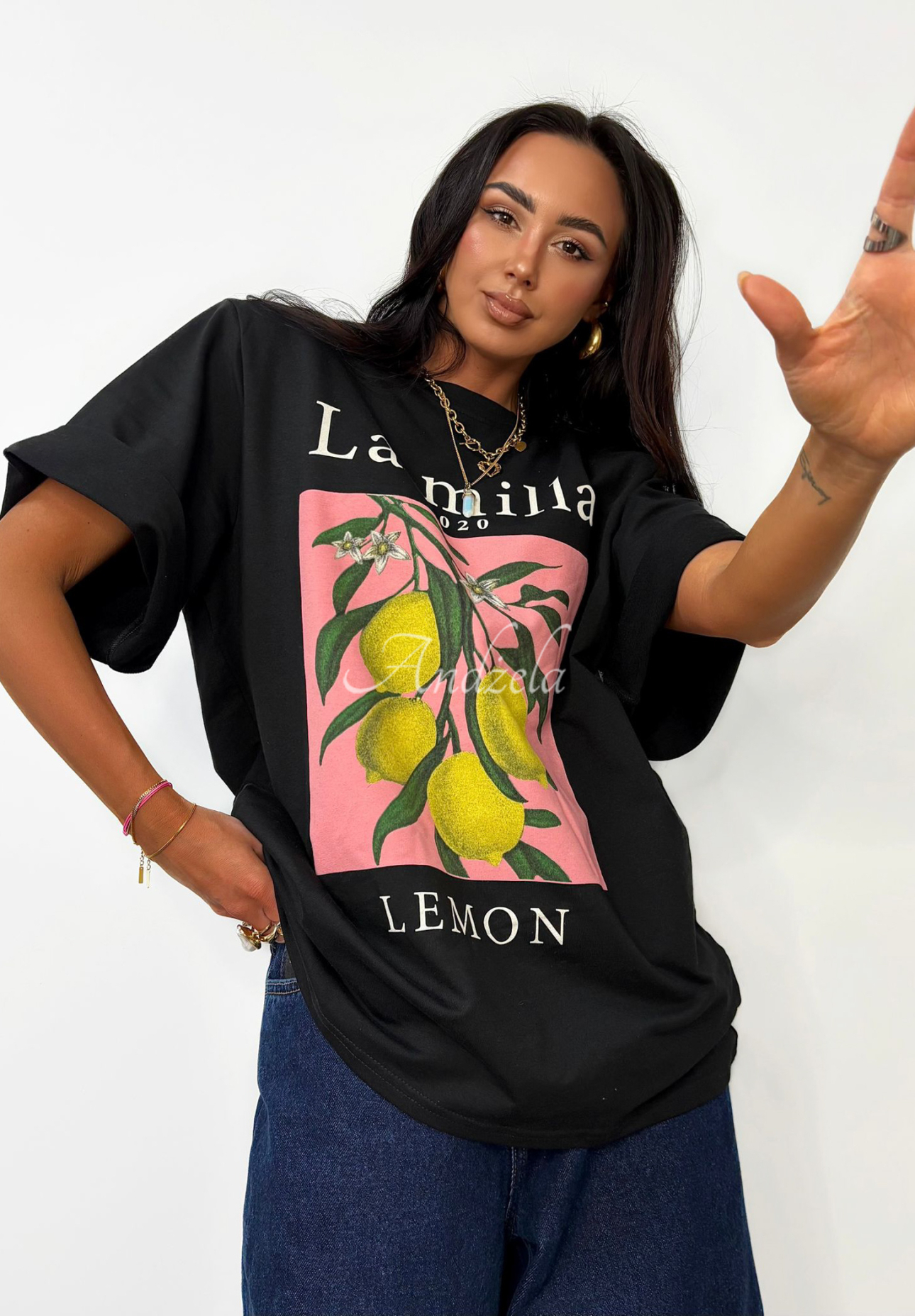 T-shirt z nadrukiem La Milla Lemon czarny