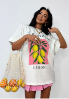 T-shirt z nadrukiem La Milla Lemon biały