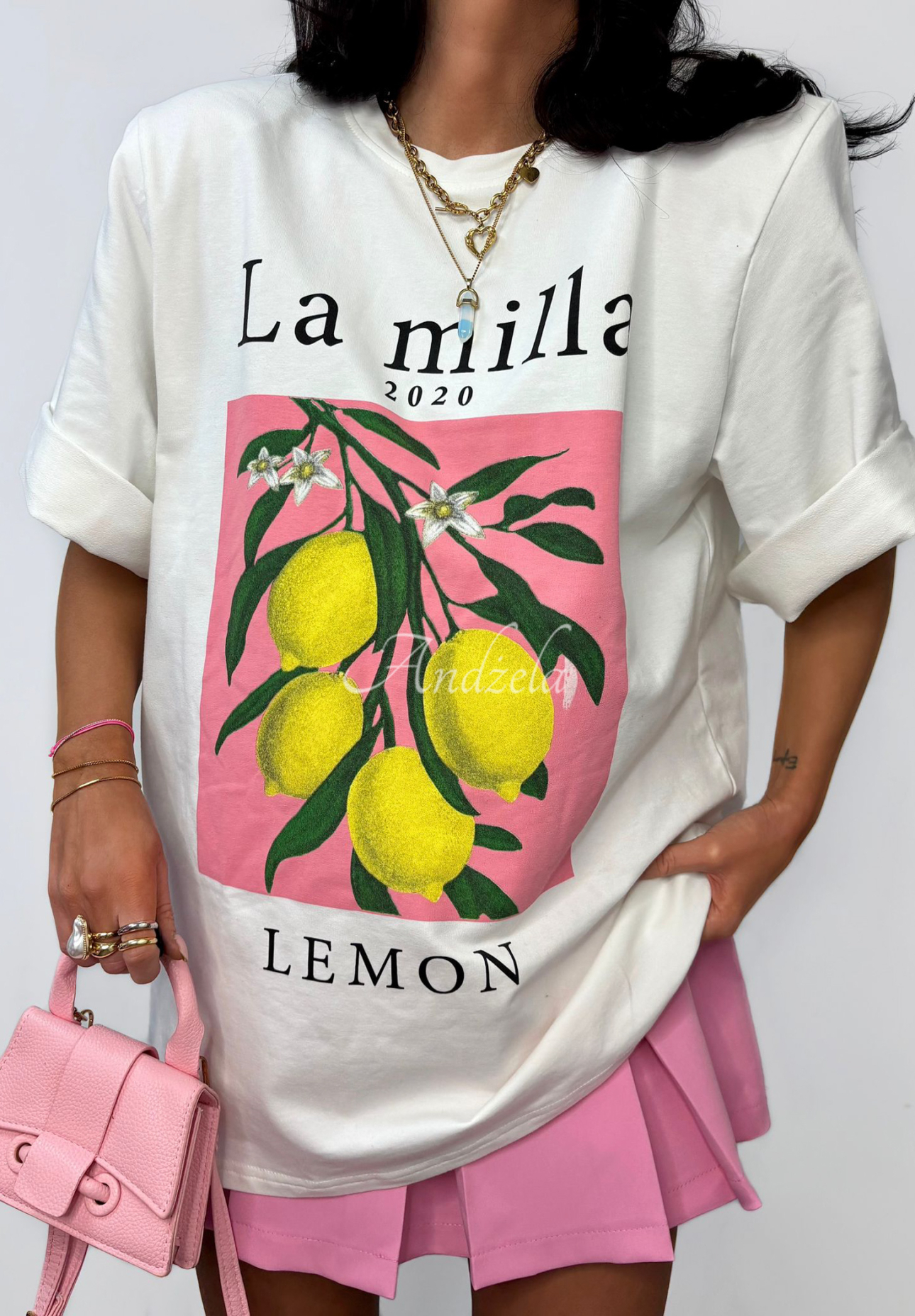 T-shirt z nadrukiem La Milla Lemon biały