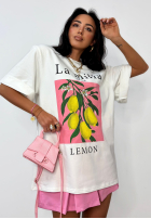 T-shirt z nadrukiem La Milla Lemon biały