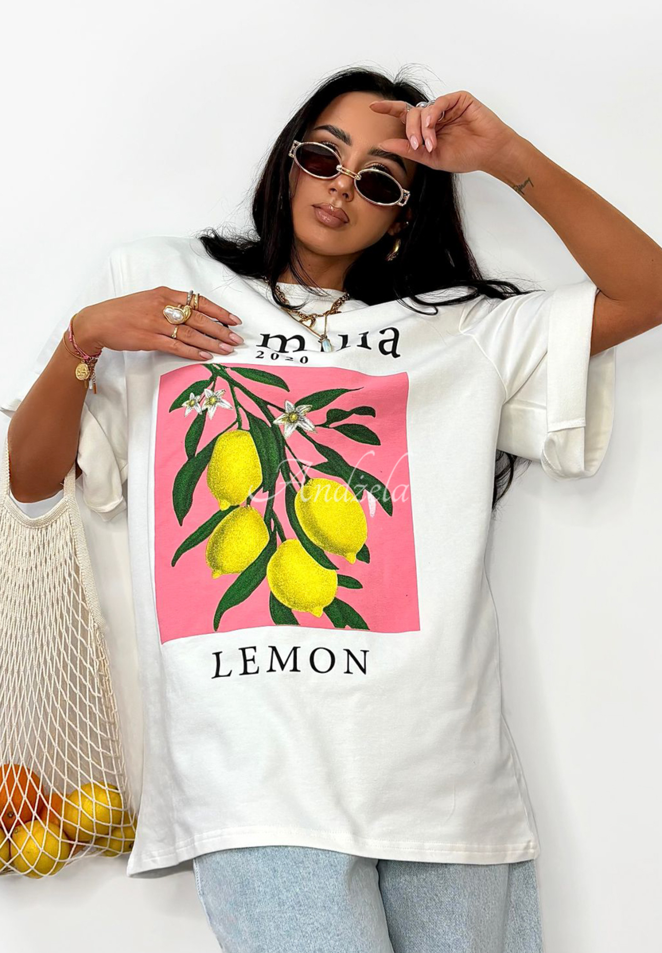 T-shirt z nadrukiem La Milla Lemon biały