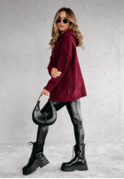 Sweter oversize z kapturem Carra burgundowy