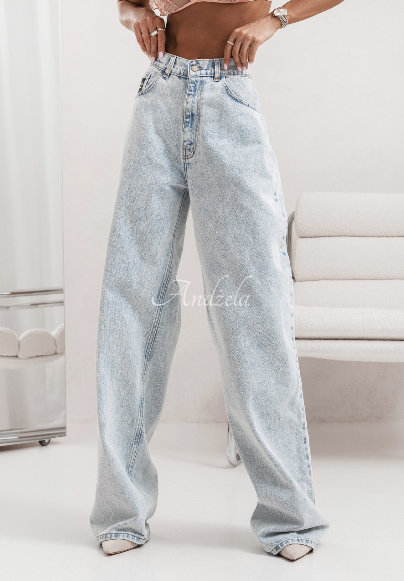 La Milla Always Myself light blue wide leg denim pants