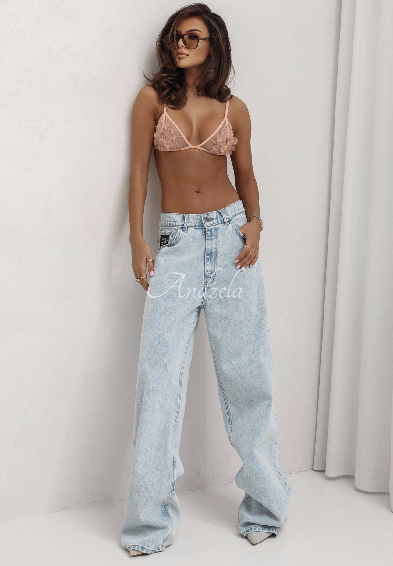 La Milla Always Myself light blue wide leg denim pants