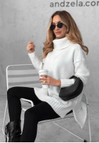 Sweter oversize z golfem Benin ecru